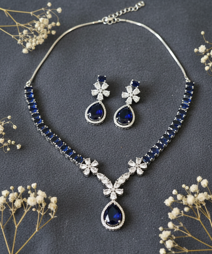 Royal Blue Sapphire American Diamond Necklace