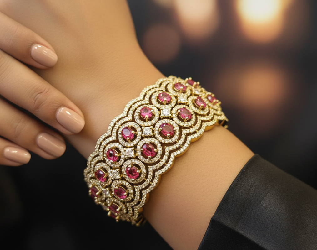 Regal Ruby Embrace American Diamond Bracelet