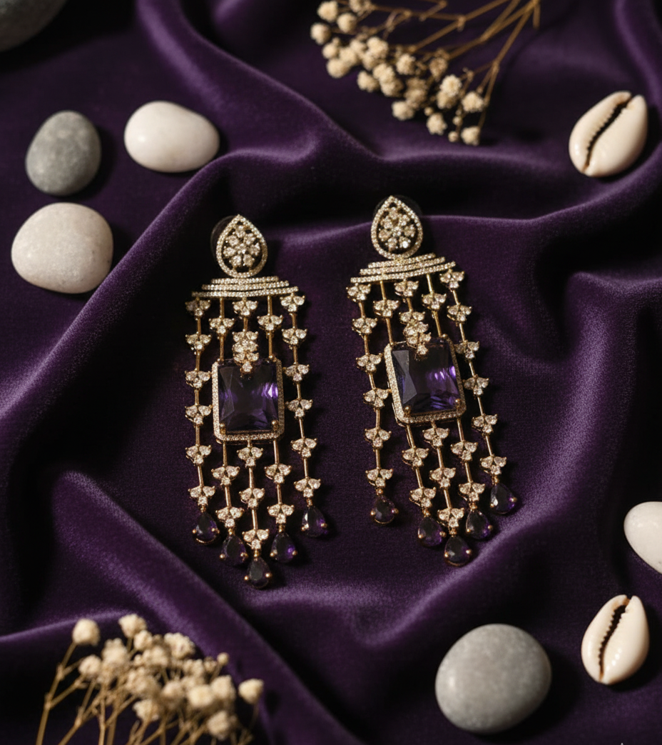 Emerald Radiance Chandelier American Diamond Earrings