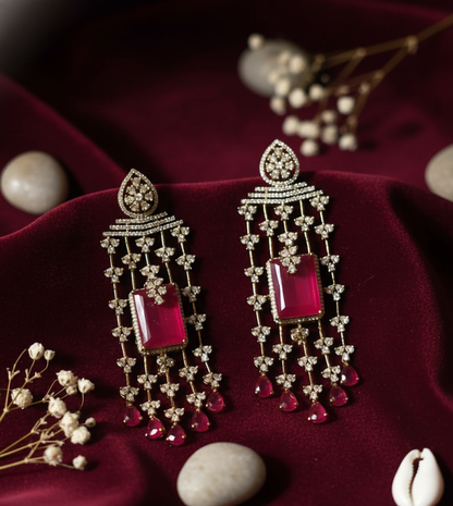 Emerald Radiance Chandelier American Diamond Earrings