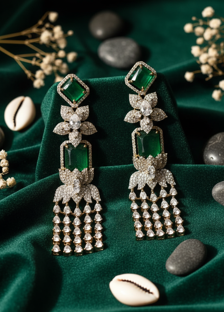 Emerald Grandeur Tiered Earrings