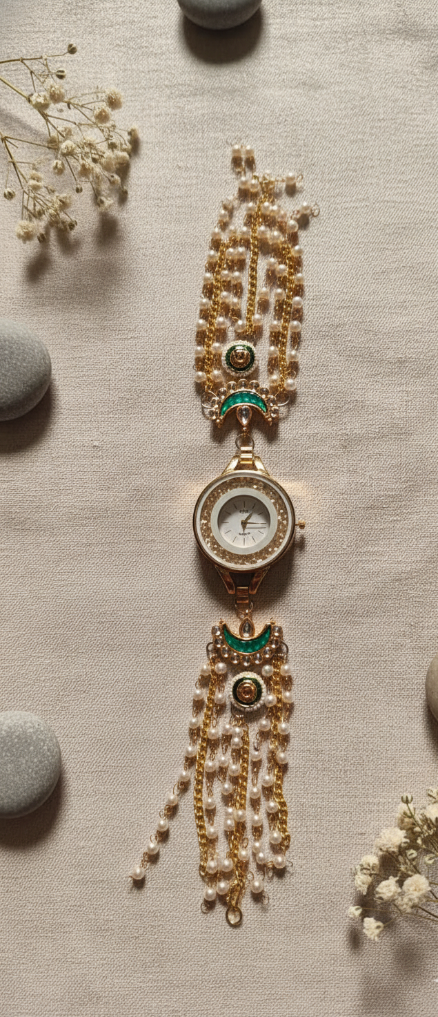 Emerald & Pearl Grandeur Watch Bracelet
