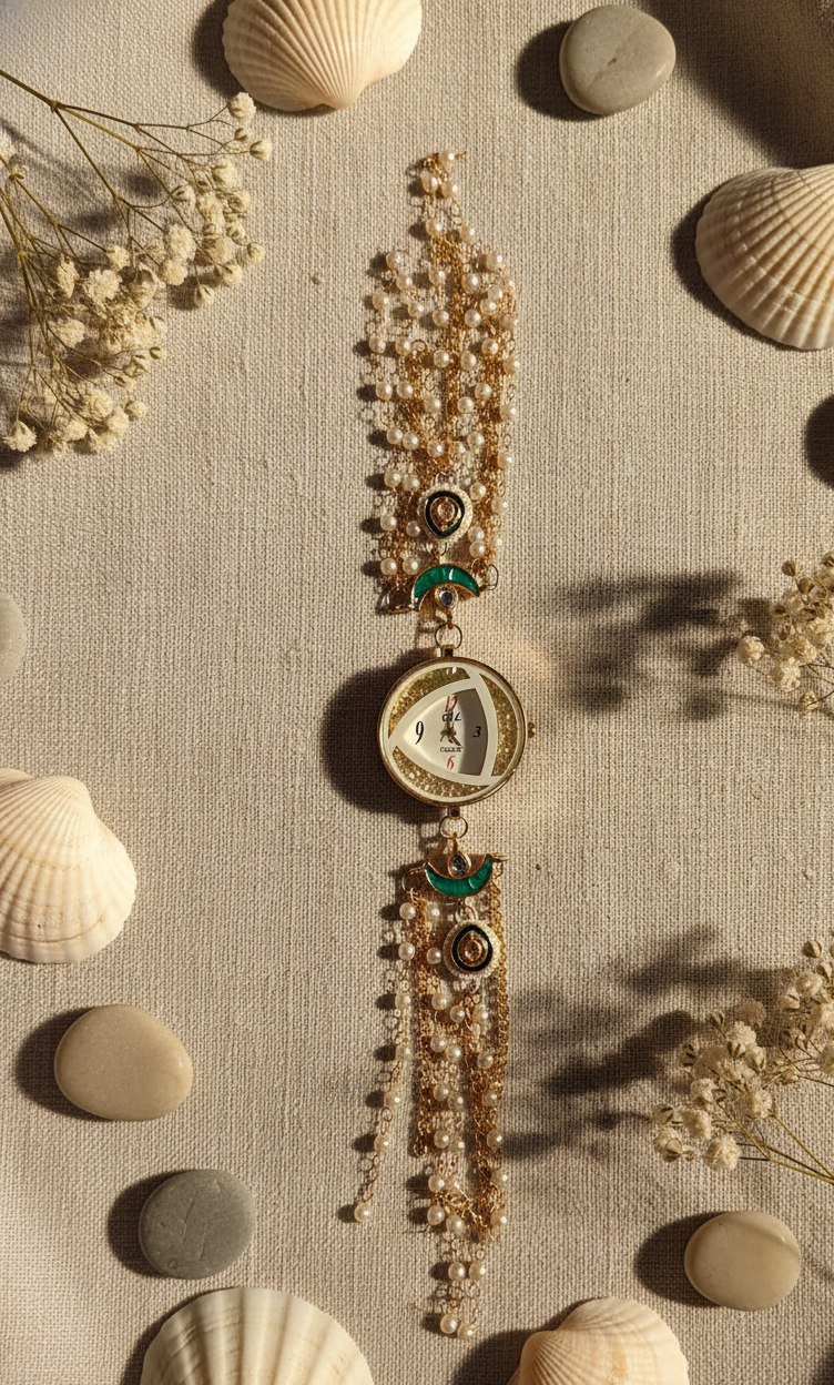 Emerald & Pearl Cascade Watch Bracelet