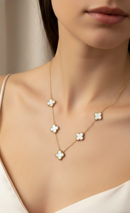 Elegant Clover Charm Gold Necklace