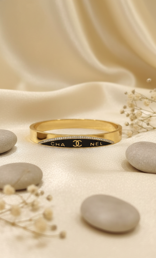 "Gilded Enigma" Diamond Curve Bangle (Openable)