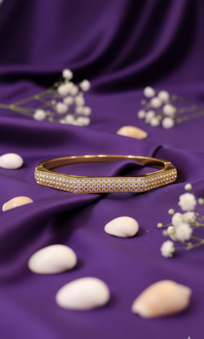 Golden Hexagonal Pave Bangle