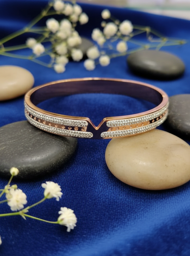 Rose Gold Pave Crystal Cuff Bracelet