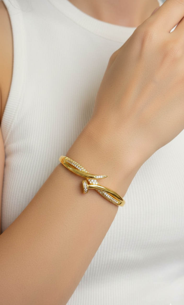 Gold Wrap-Around Pave Crystal Bracelet