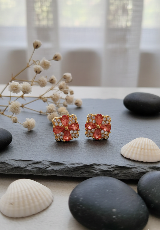 Midnight Onyx Blossom Stud Earrings