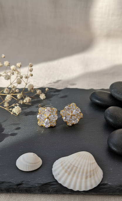 Midnight Onyx Blossom Stud Earrings