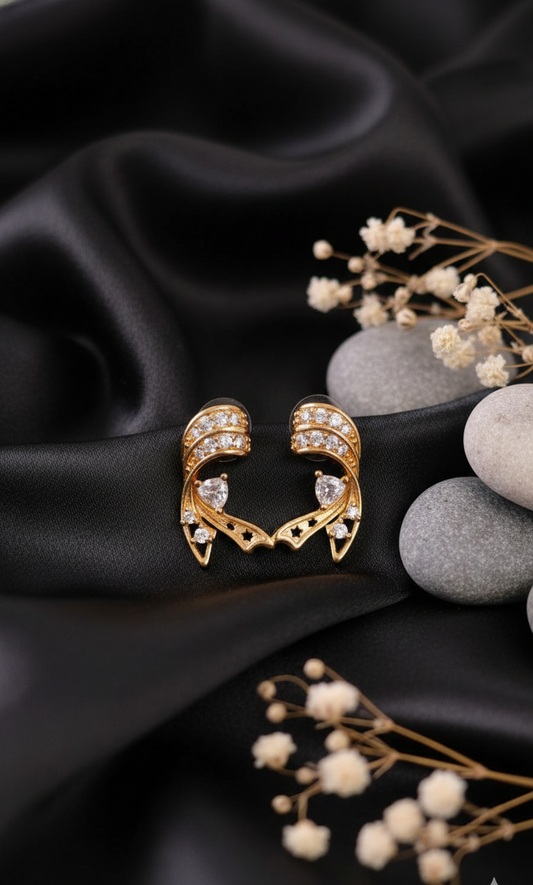 Gilded Crescent Drop Earrings