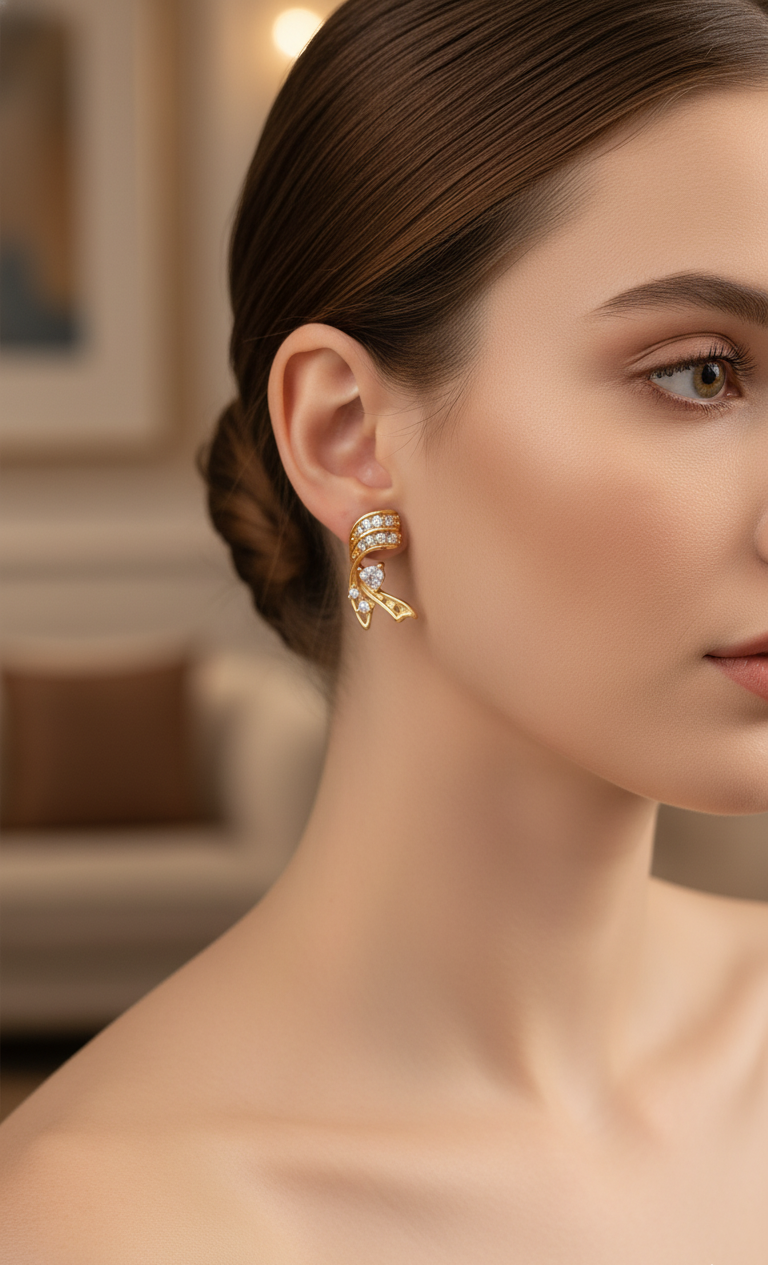 Gilded Crescent Drop Earrings
