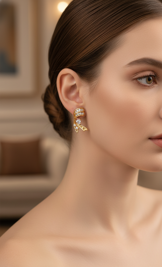 Gilded Crescent Drop Earrings