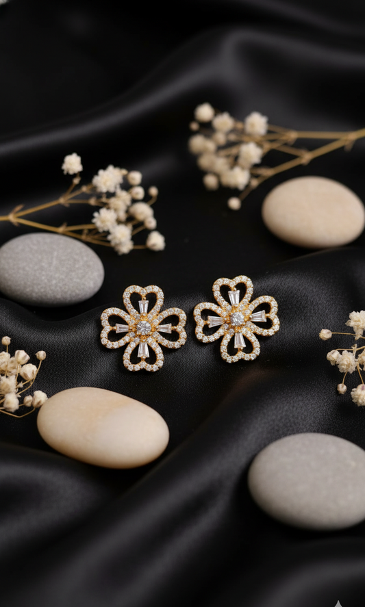 Glimmering Petal Blossom Stud Earrings