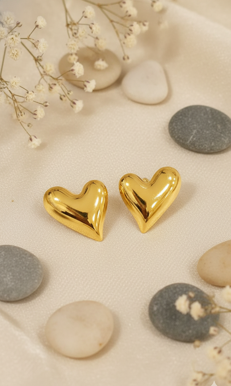 Chic Gold Heart Stud Earrings