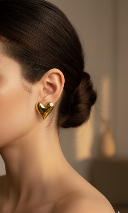 Chic Gold Heart Stud Earrings