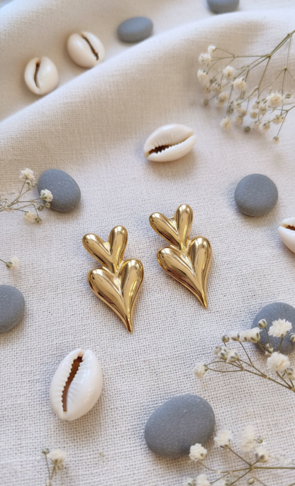 Double Heart Drop Earrings