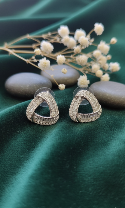 Geometric Pave Triangle Stud Earrings