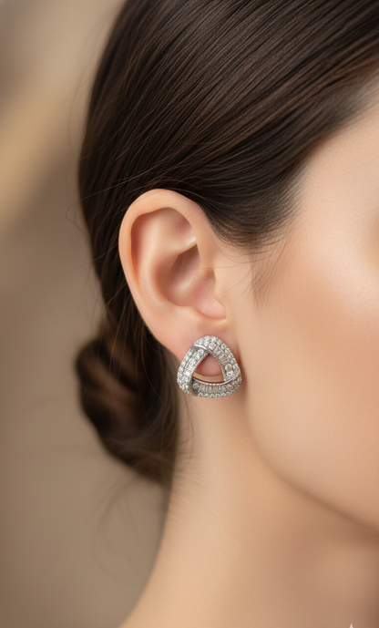 Geometric Pave Triangle Stud Earrings