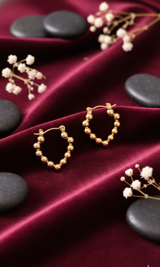 Chic Beaded Gold Hoop Earrings