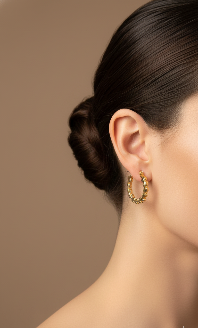 Golden Laurel Hoop Earrings