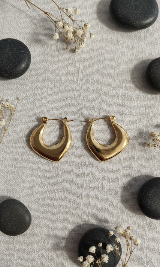 Polished Gold Crescent Hoop Earrings
