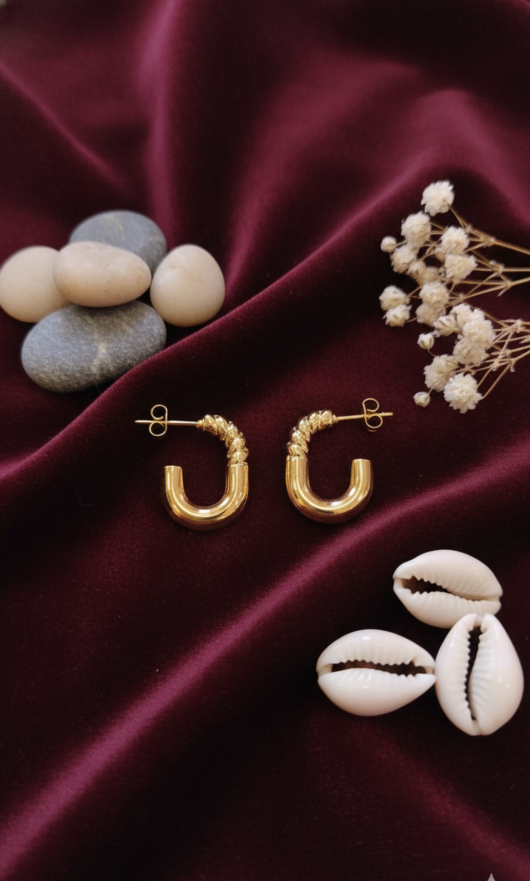 Gold Textured Hoop Earrings