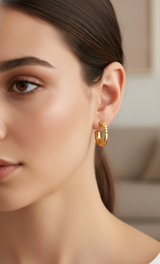 Gold Textured Hoop Earrings