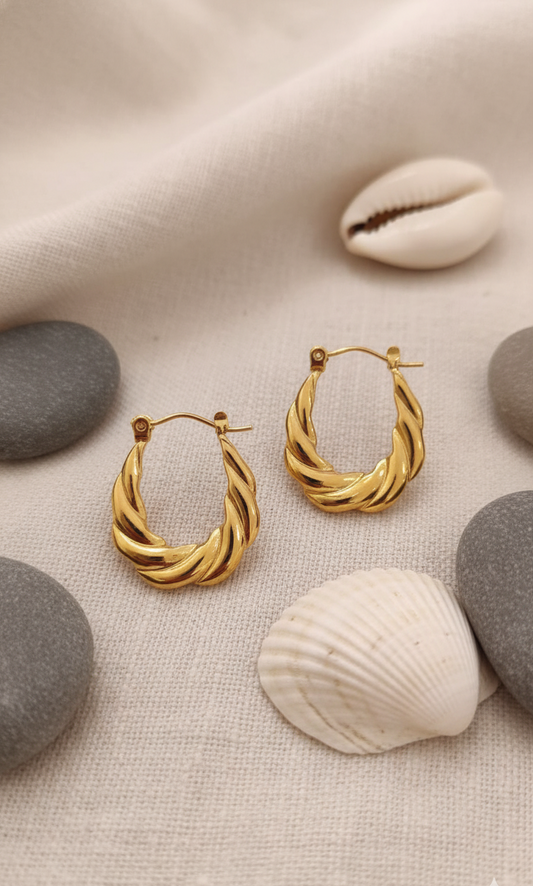 Twisted Golden Hoop Earrings
