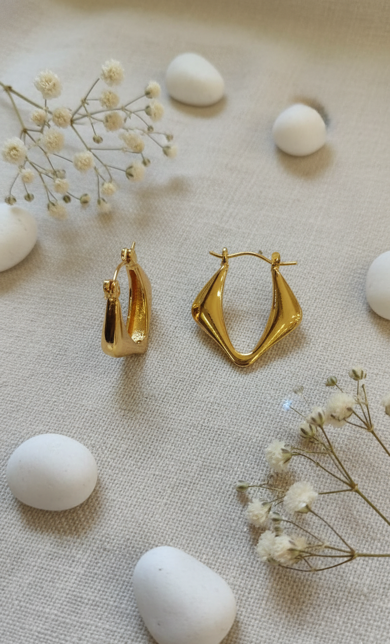 Geometric Golden Hoop Earrings
