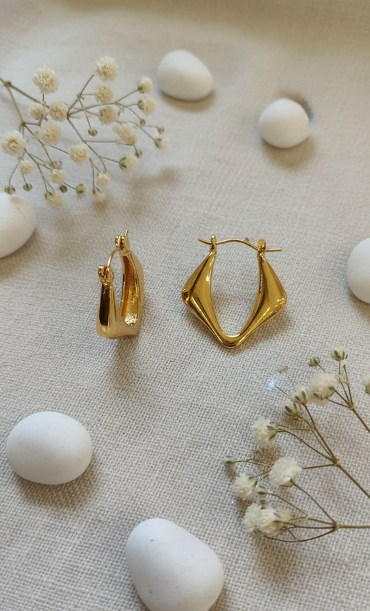Geometric Golden Hoop Earrings