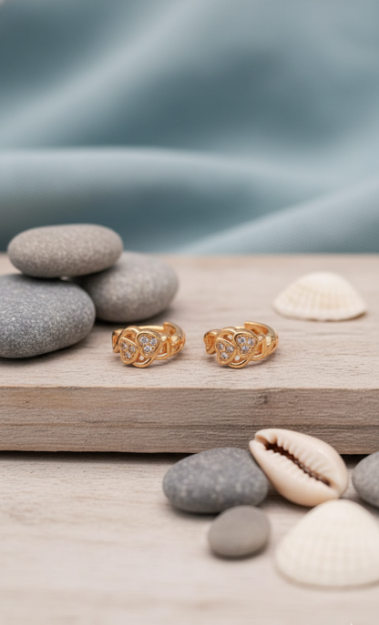 Dainty Floral Gold-Plated Crystal Huggie Hoops