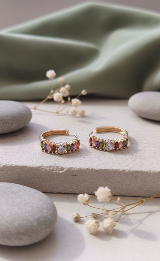 Vibrant Multi-Gemstone Gold-Plated Huggie Hoops