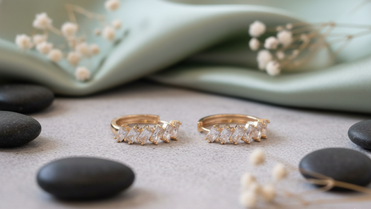 Elegant Alternating Marquise-Cut Crystal Gold-Plated