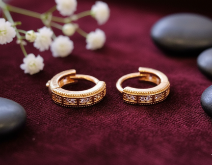 "Golden Radiance" Pave Huggie Hoop Earrings