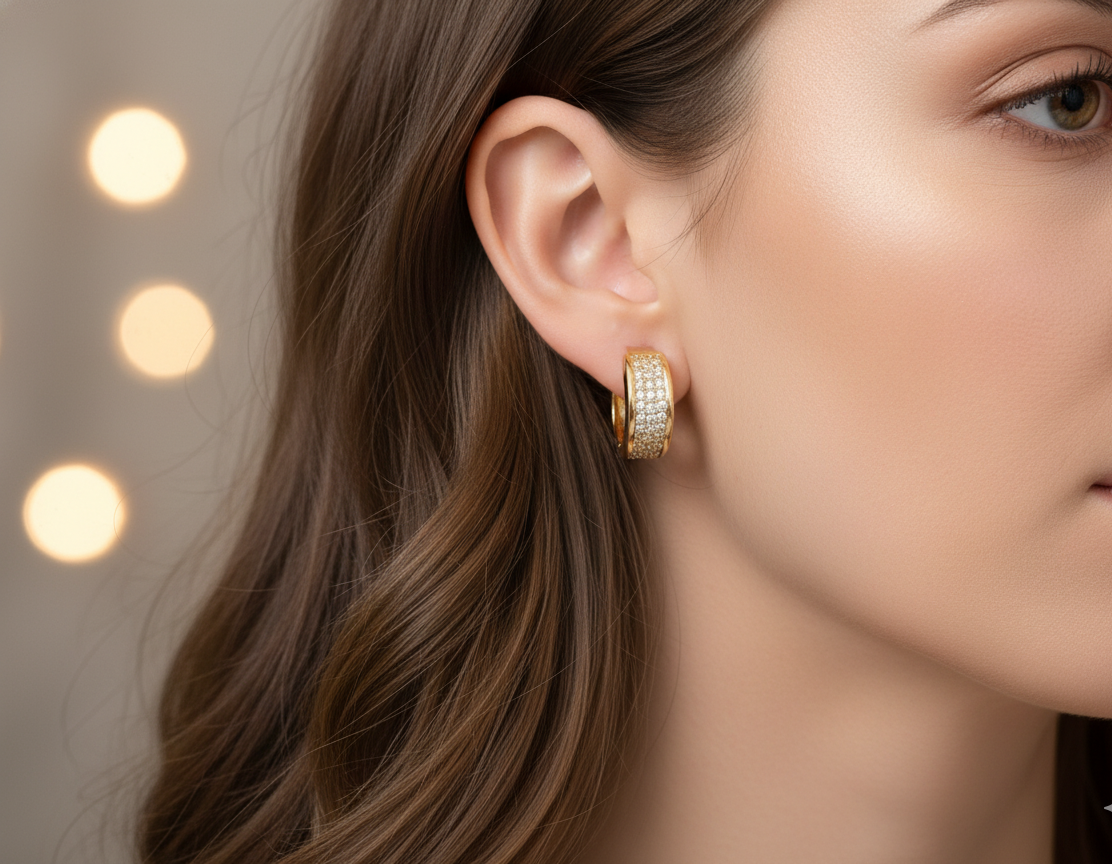 "Starlight Pave" Bold Huggie Hoops