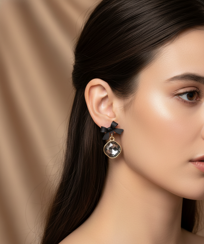 Chic Noir Gem Drop Earrings