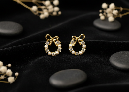 Pearl and Crystal Wreath Stud Earrings