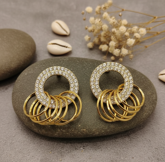 Multi-Hoop Pave Crystal Drop Earrings