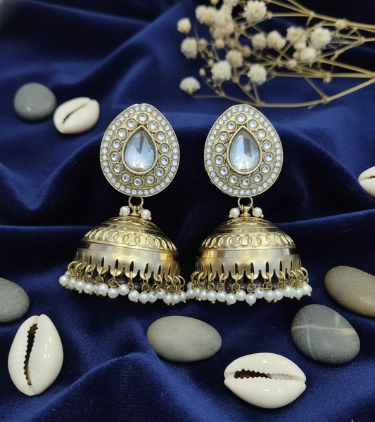 Kundan & Pearl Traditional Jhumka Earrings