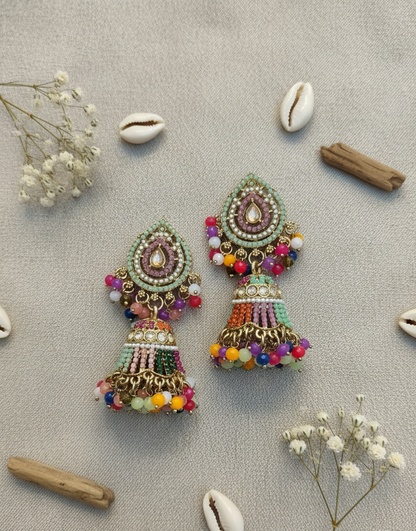 Pastel Cascade Jhumka Earrings