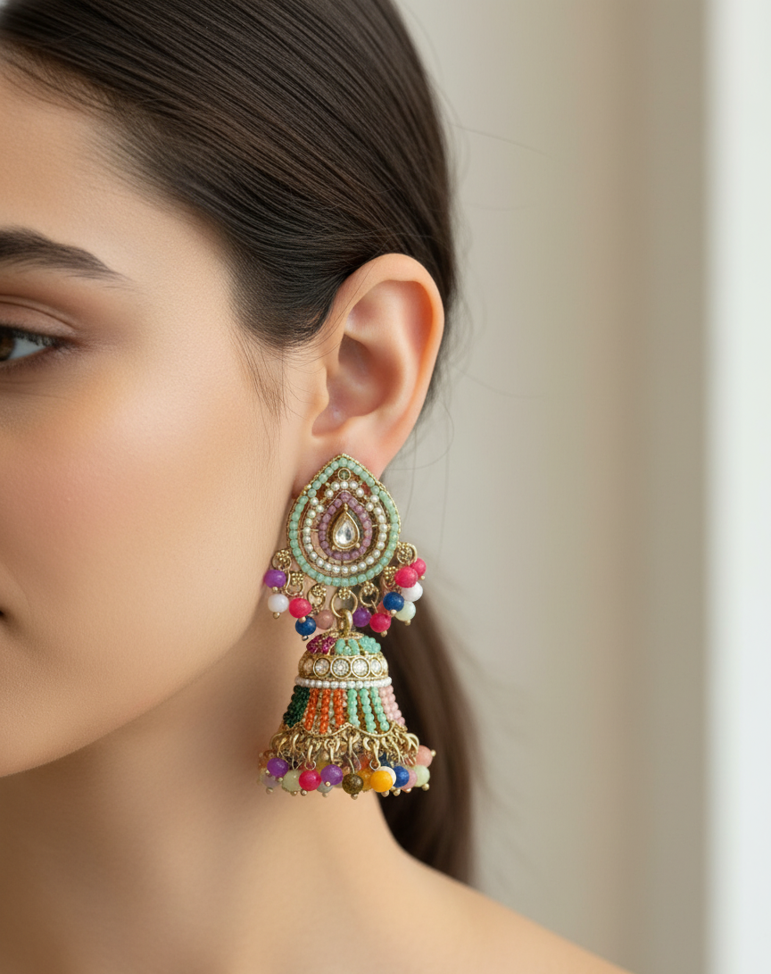 Pastel Cascade Jhumka Earrings