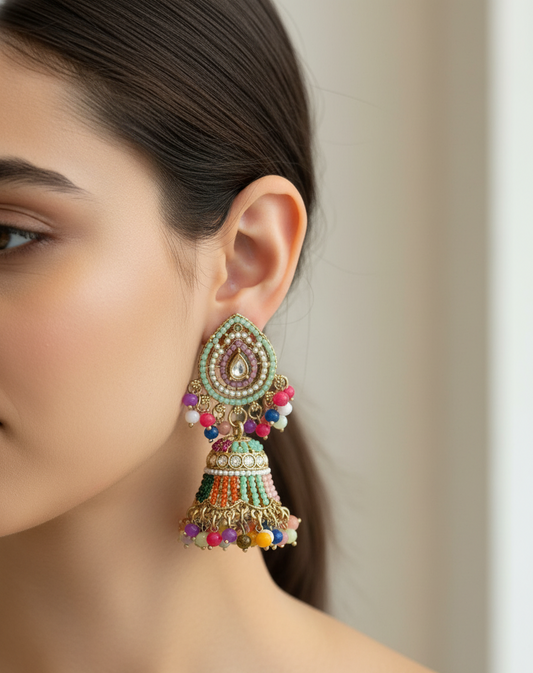 Pastel Cascade Jhumka Earrings