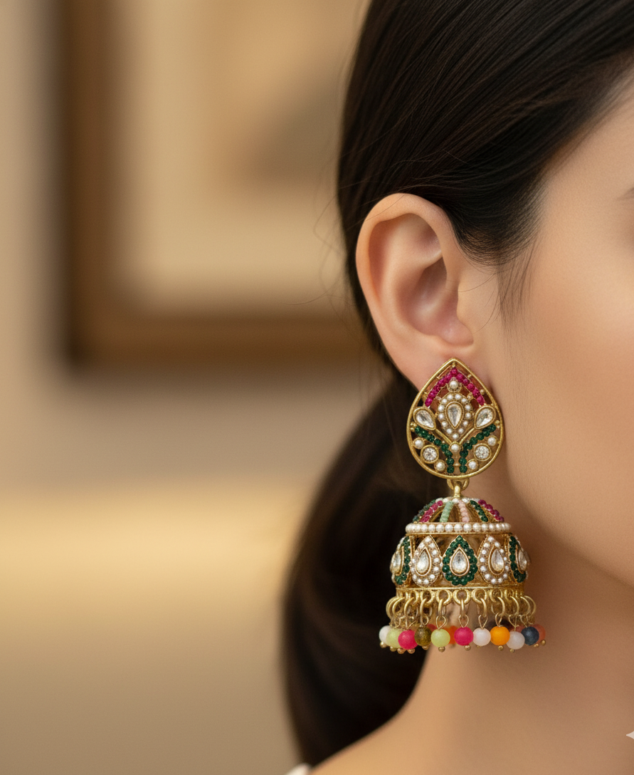 Royal Teardrop Jhumka Earrings