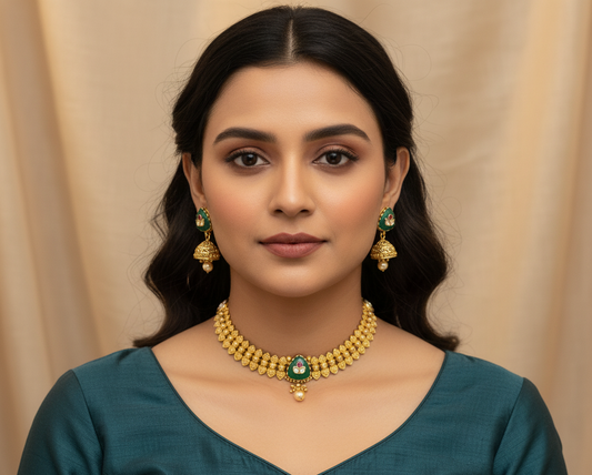 "Lotus Bloom" Choker & Jhumka Set