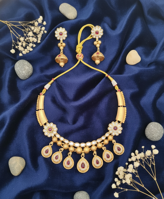 Floral Dewdrop Choker & Dangler Set