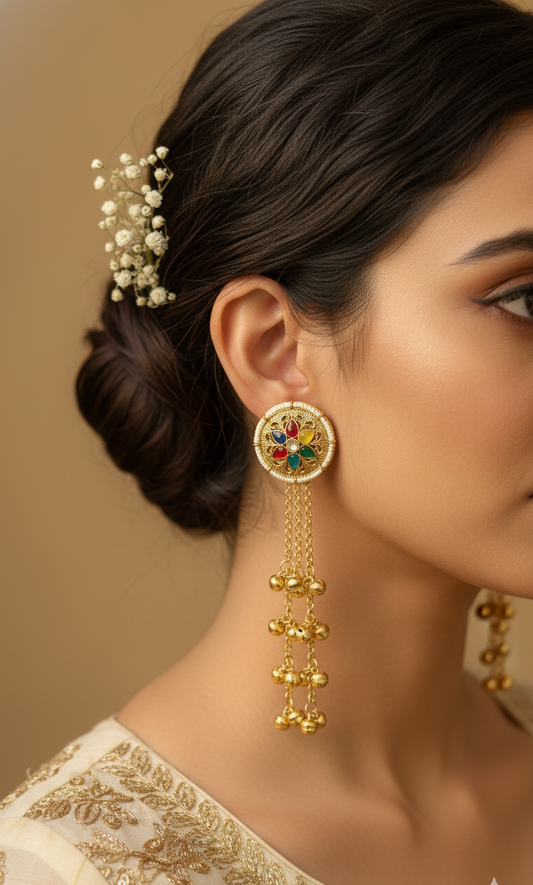 Multicolored Stone Jhumka Drop Earrings