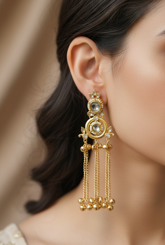 Golden Jhumka Cascade Drop Earrings