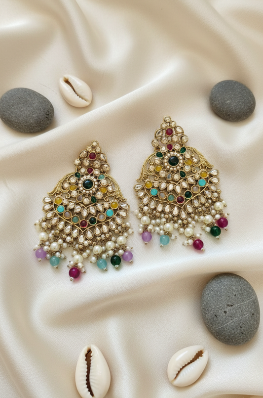 Grand Kundan & Multicolored Gemstone Earrings