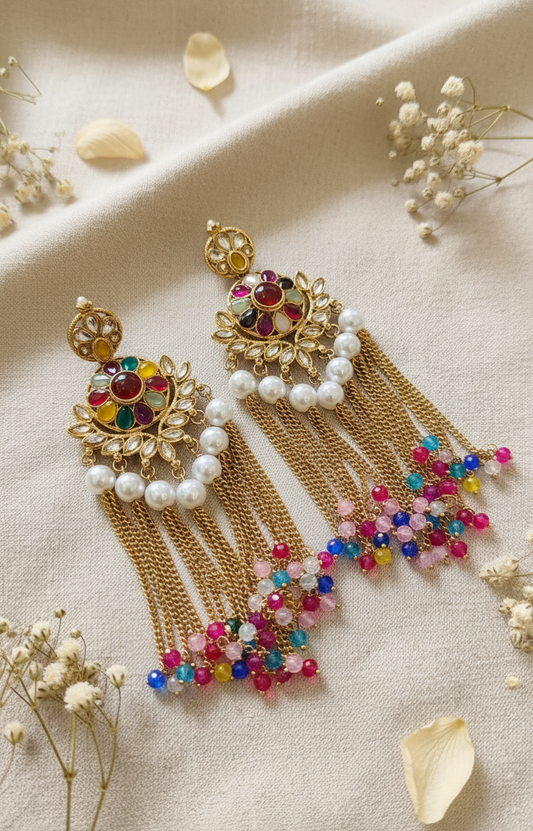 Colorful Beaded Tassel Earrings